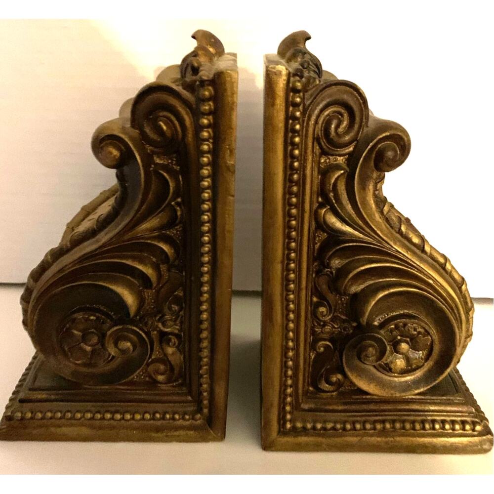 Gold Brown Corbels or Bookend Decorative Pieces Set of 2